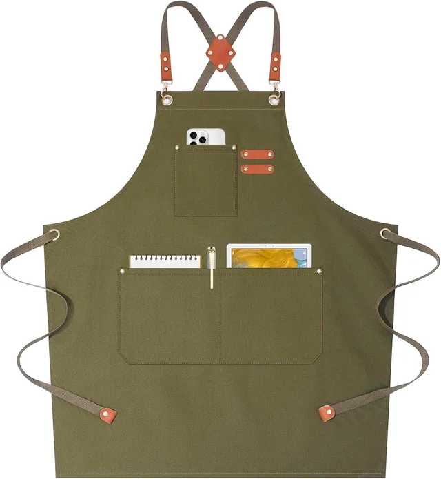 AFUN grey green 12 oz water-repellent apron, front view