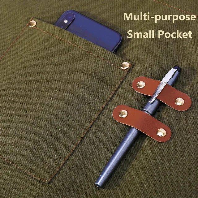 AFUN grey green 12 oz water-repellent apron, detail view 8