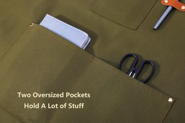 AFUN grey green 12 oz water-repellent apron, detail view 9