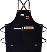 View 1: AFUN black 12 oz water-repellent apron, front view