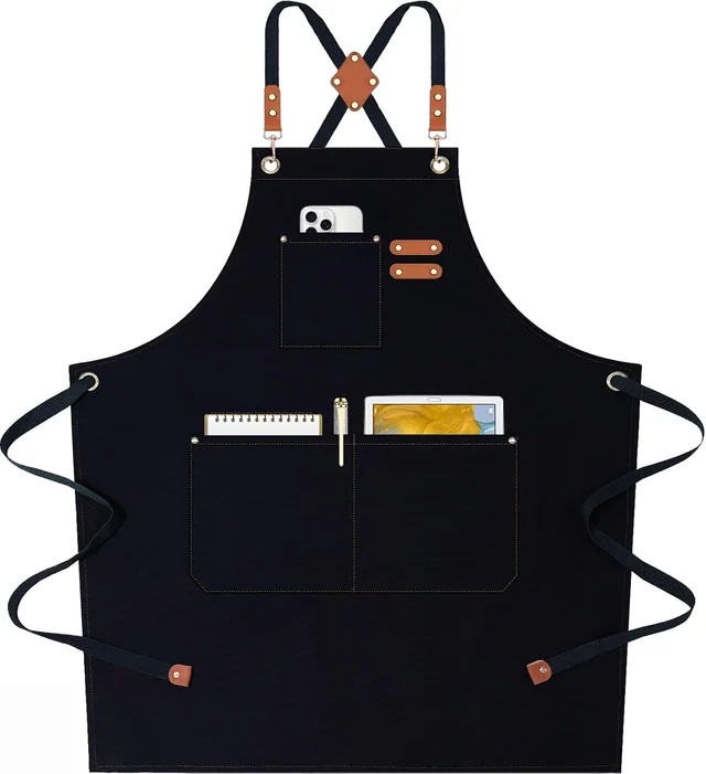 AFUN black 12 oz water-repellent apron, front view