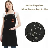 View 3: AFUN black 12 oz water-repellent apron, detail view 3