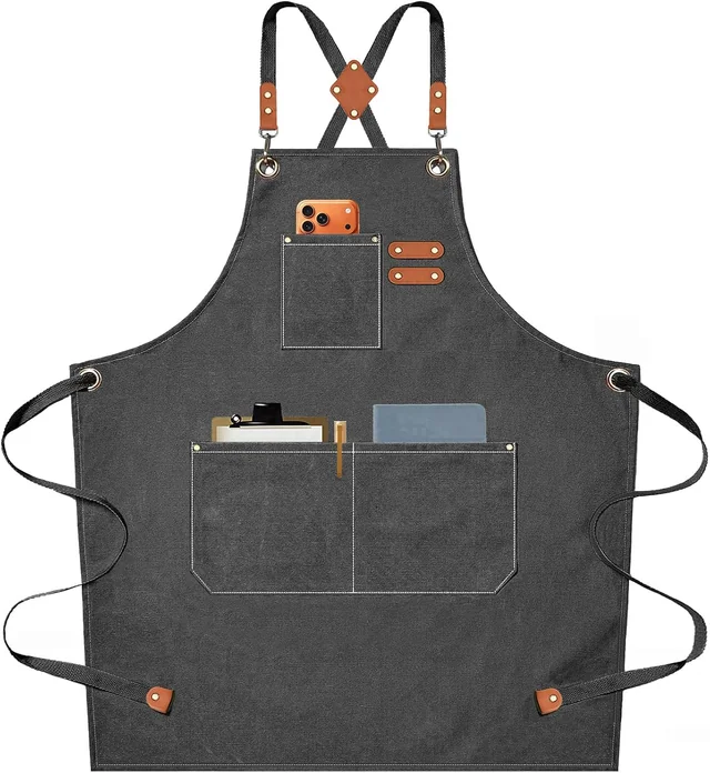 AFUN grey 16 oz canvas apron, front view