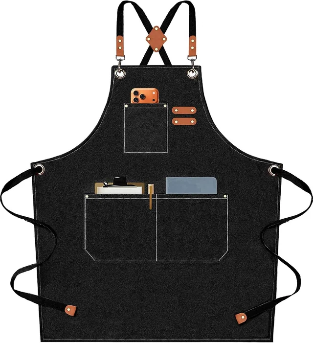 AFUN black 16 oz canvas apron, front view