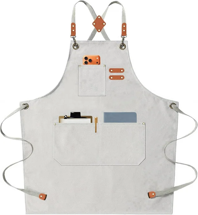 AFUN beige 16 oz canvas apron, front view