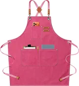 View 1: AFUN pink 16 oz canvas apron, front view