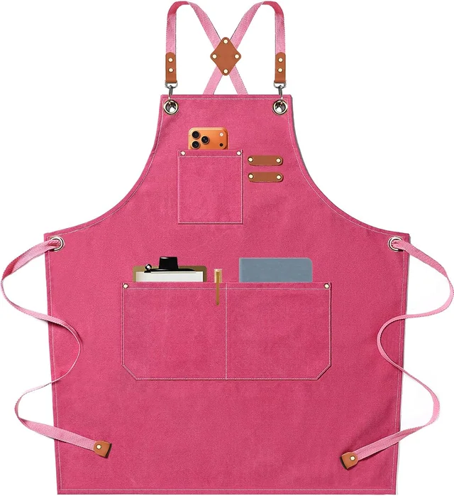 AFUN pink 16 oz canvas apron, front view