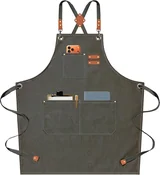 View 1: AFUN grey green 16 oz canvas apron, front view