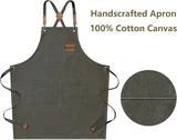 View 5: AFUN grey green 16 oz canvas apron, detail view 5