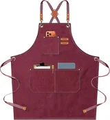 View 1: AFUN dark red 16 oz canvas apron, front view
