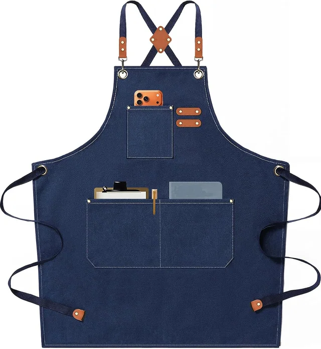 AFUN dark blue 16 oz canvas apron, front view