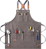 View 1: AFUN grey canvas tool apron, front view