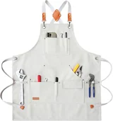 View 1: AFUN beige canvas tool apron, front view