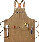 View 1: AFUN brown canvas tool apron, front view