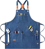 View 1: AFUN dark blue canvas tool apron, front view