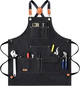 View 1: AFUN black canvas tool apron, front view